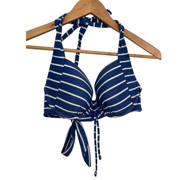 Striped Blue and White Bikini Top - Picture 1 of 6